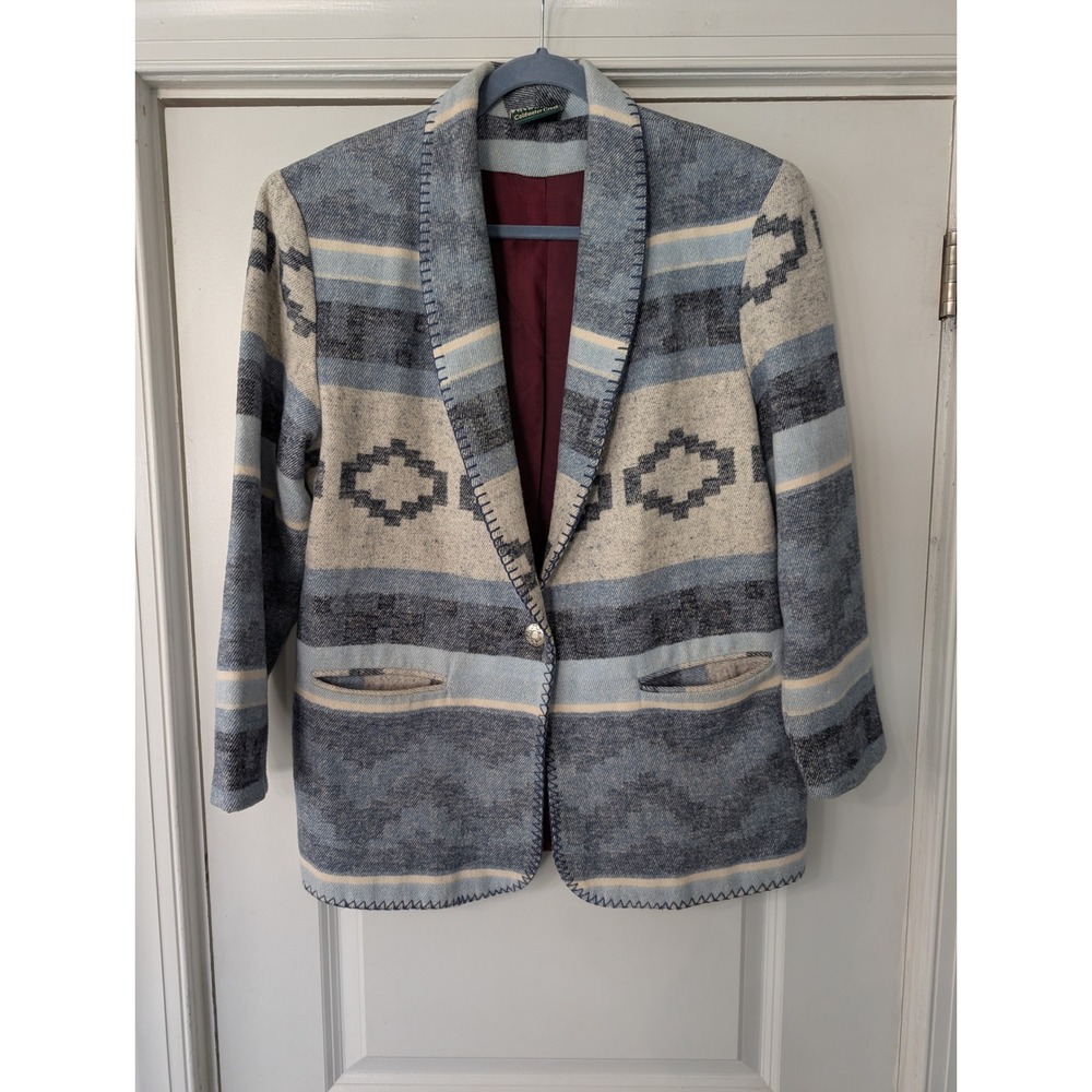Coldwater Creek Southwestern Geometric Pattern Button Front Blazer Womens medium
